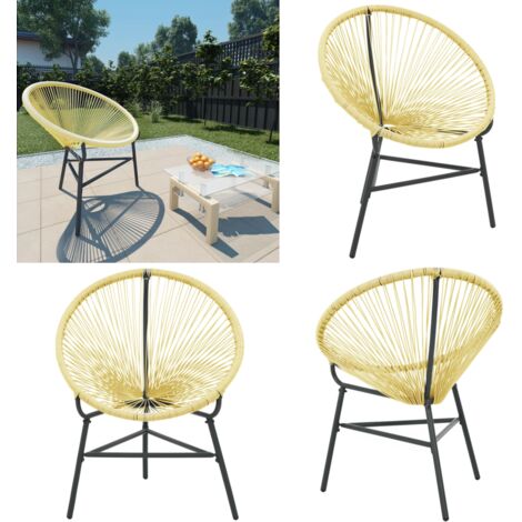Silla redonda Acapulco ratán sintético beige - Silla de exterior - Silla de patio