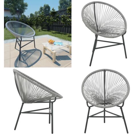 Silla redonda de cuerdas de jardín ratán sintético gris - Silla de ratán sintético - Silla de exterior