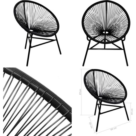 Silla redonda de jardín ratán sintético negro - Silla de ratán sintético - Silla ovalada