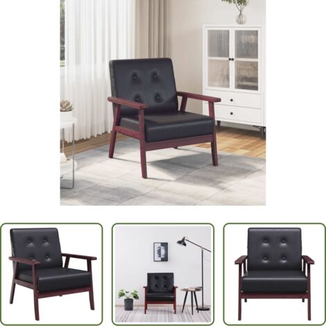 Silla retro - Sillón de cuero sintético negro