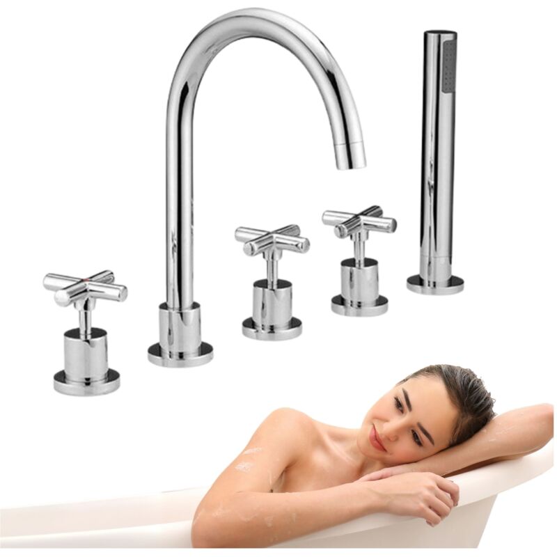 Silla Robinet De Baignoire en Laiton sur plage 5 trous, Chrome