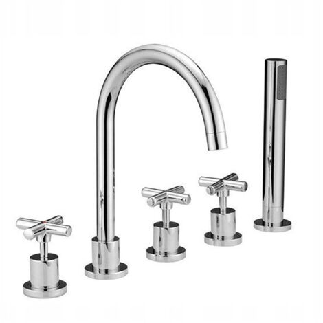 Silla Robinet De Baignoire en Laiton sur plage 5 trous, Chrome