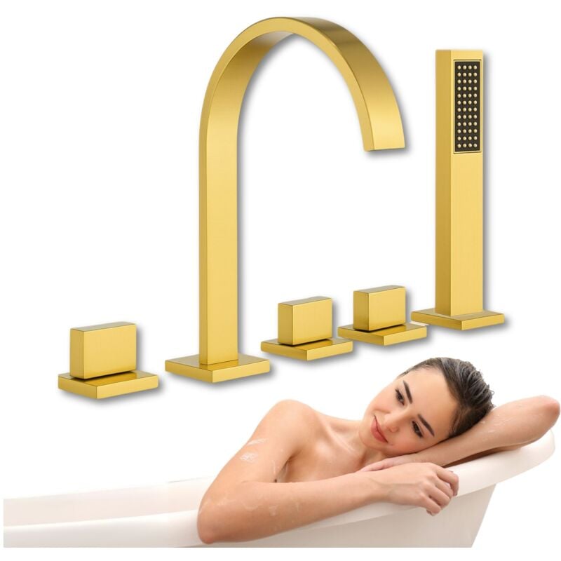 Silla Robinet De Baignoire en Laiton sur plage 5 trous, Doré
