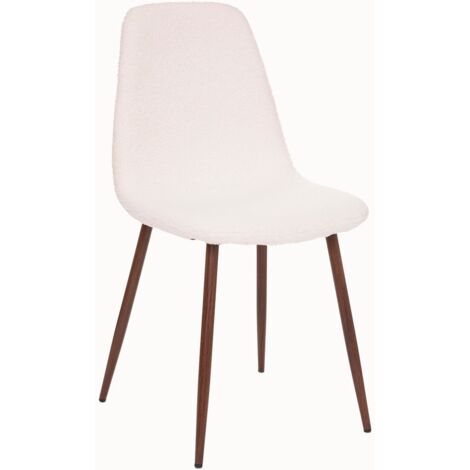 Silla Roka - rizada - patas de nogal - blanco - Atmosphera créateur d'intérieur