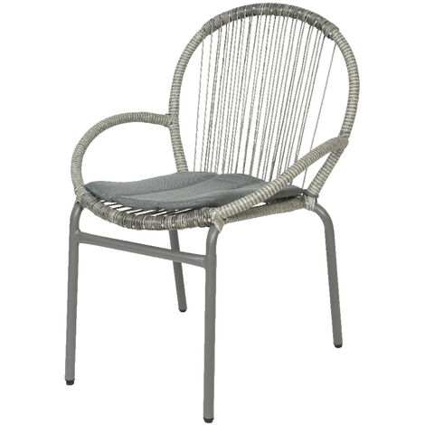 Silla Salento Con Cojín Exterior Mimbre Gris