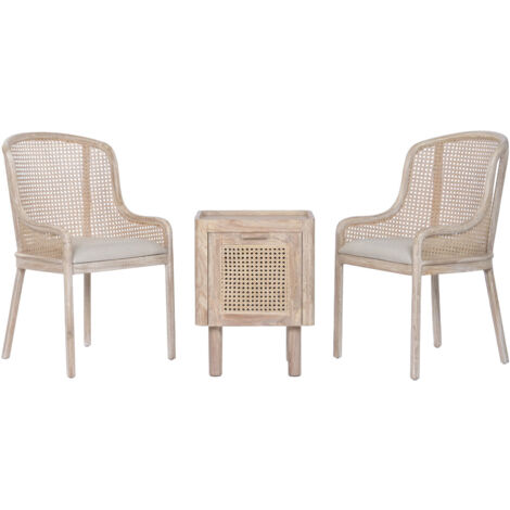 Silla Set 3 Teca Ratan 53X50X91 Natural