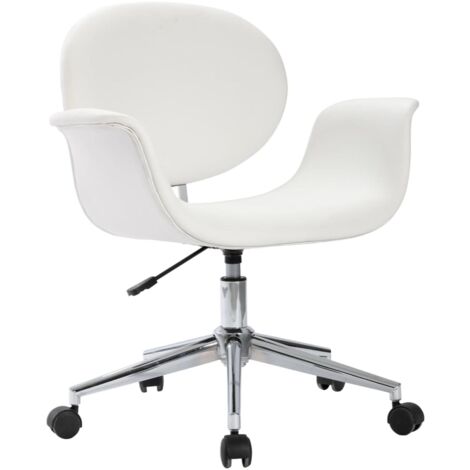 Silla sillón asiento giratorio para ordenador oficina estudio blanco símil piel 020024086