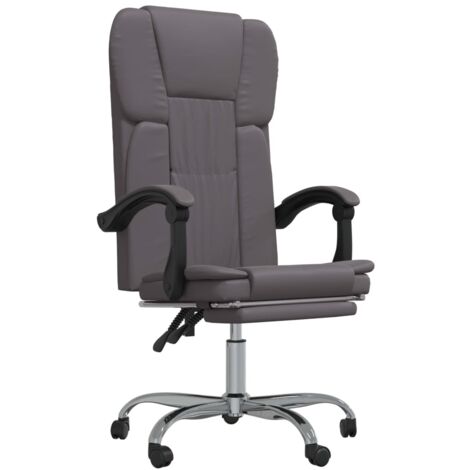 Silla sillón asiento giratorio reclinable ordenador oficina estudio piel sintética gris 020024248