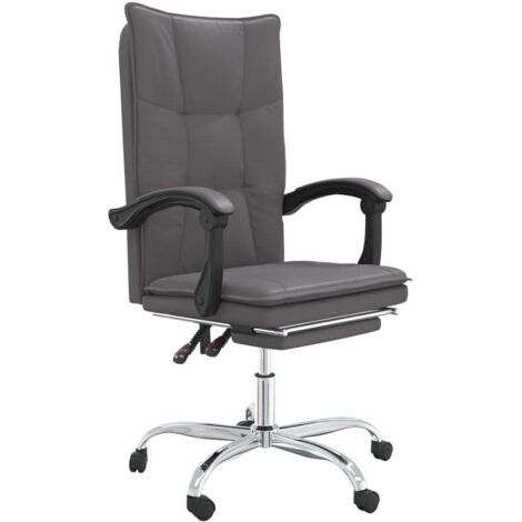 Silla sillón giratorio asiento reclinable ordenador oficina estudio gris símil piel