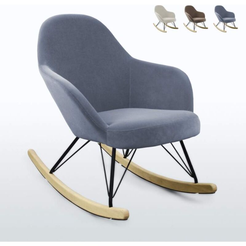 

Silla Sillón mecedora hamaca de diseño moderno Eiffel ROCKing en terciopelo | Gris Oscuro