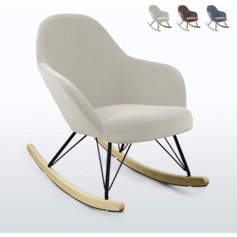 

Silla Sillón mecedora hamaca de diseño moderno Eiffel ROCKing en terciopelo | Beige