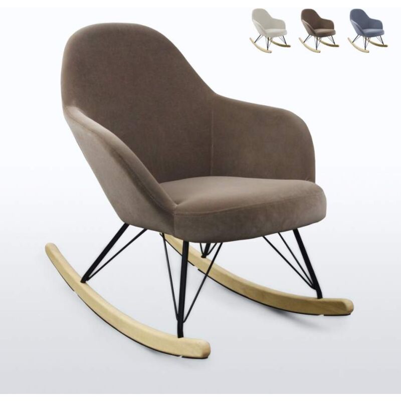 

Silla Sillón mecedora hamaca de diseño moderno Eiffel ROCKing en terciopelo | Marrón