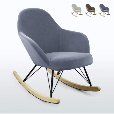 LE ROI DU RELAX Silla Sillón mecedora hamaca de diseño moderno Eiffel ROCKing en terciopelo Color: Gris Oscuro