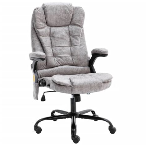 Silla sillón ordenador oficina asiento masaje estudio claro piel sintética ante gris 020024008