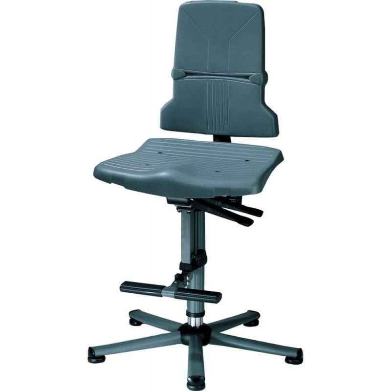 

Bimos - Silla de trabajo ESD Sintec 3 en zapatillas con estribo - gris - Respaldo de contacto permanente con inclinación de asiento - 9811-1000