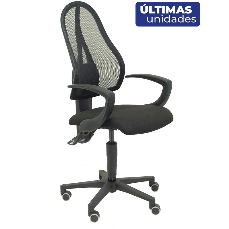 

Silla Socuéllamos malla negra asiento tela negra brazos fijos