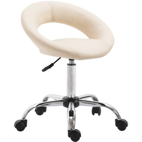 Silla taburete con ruedas con respaldo sintético color crema regulable en altura TABO09050