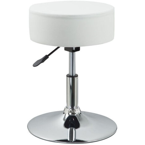 Silla taburete negro regulable en altura piel sintética blanca TABO09030