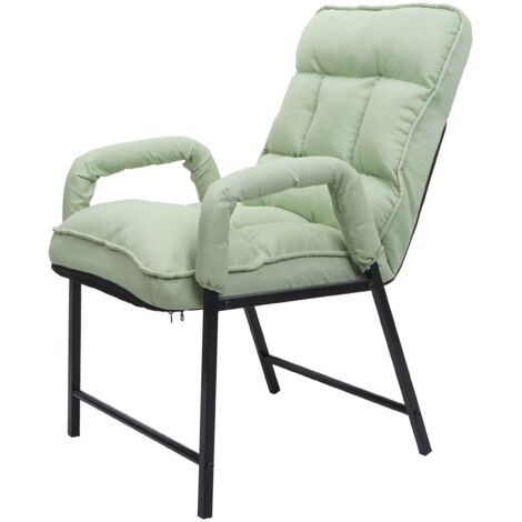 Silla tapizada con función reclinable en metal y tela verde menta 040006339
