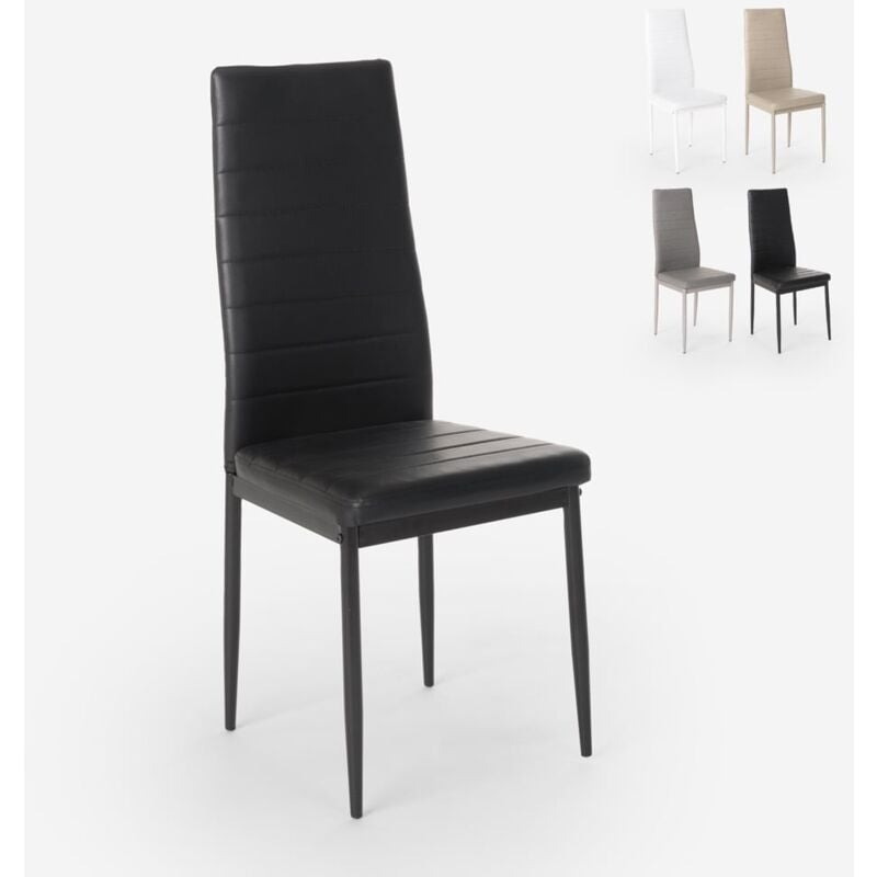 

Silla tapizada cuero sintético de diseño moderno para cocina, comedor y restaurante Imperial | Negro