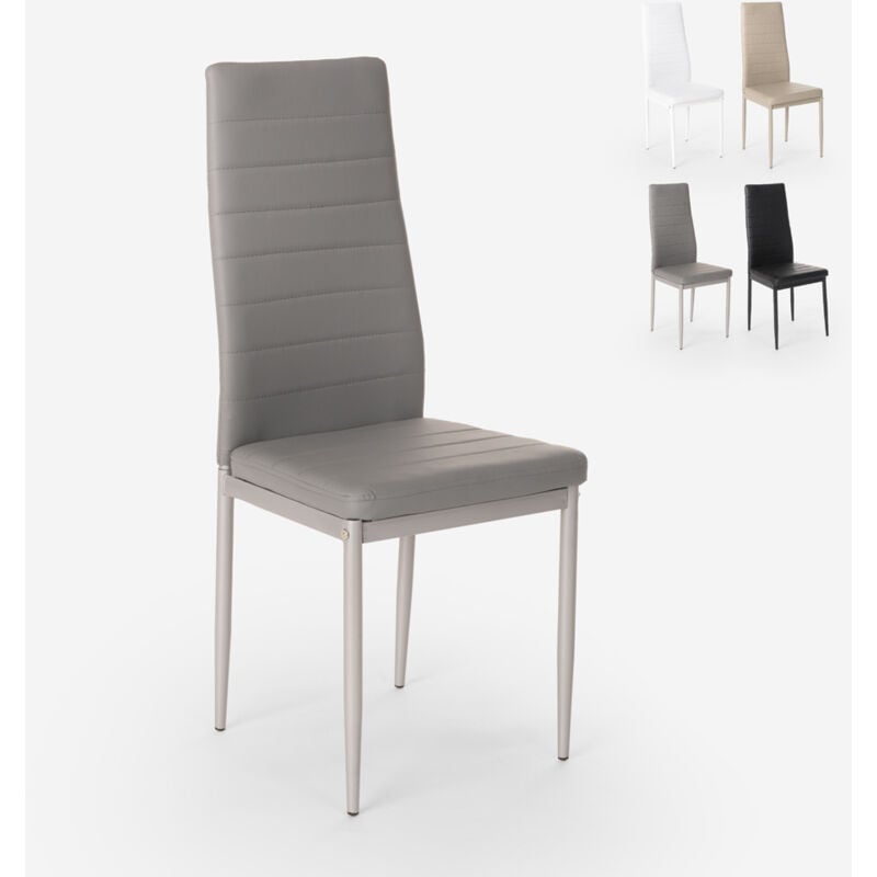 

Silla tapizada cuero sintético de diseño moderno para cocina, comedor y restaurante Imperial | Gris