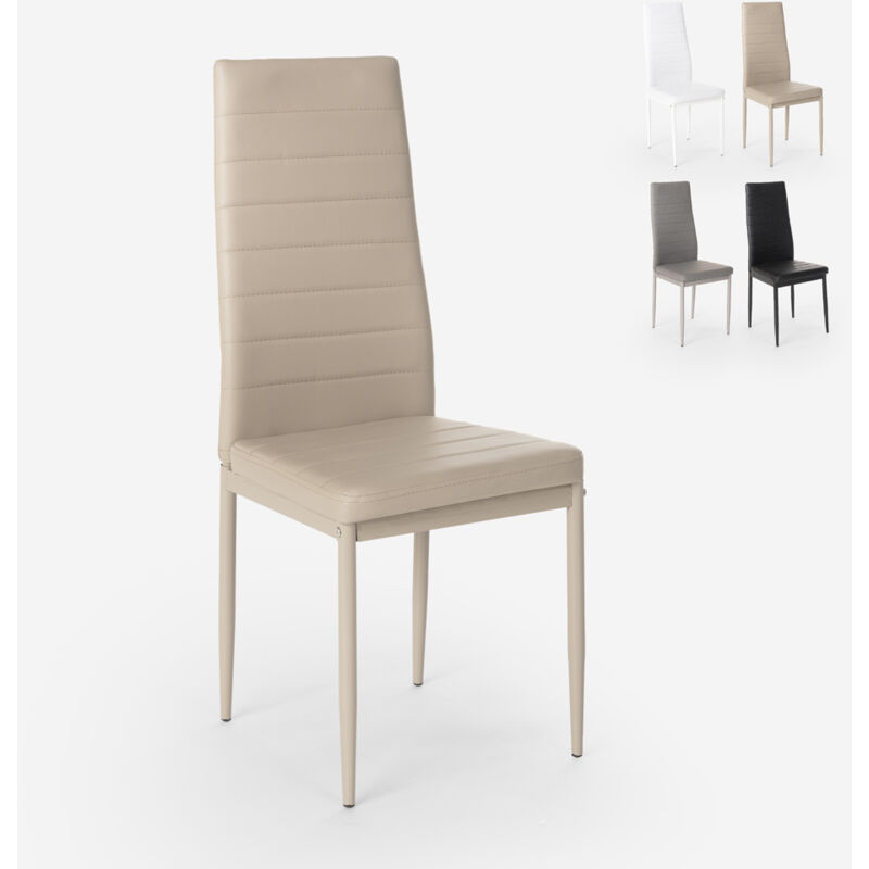 

Silla tapizada cuero sintético de diseño moderno para cocina, comedor y restaurante Imperial | Beige