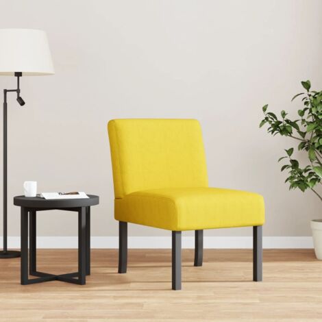 Silla tapizada de tela amarillo claro vidaXL