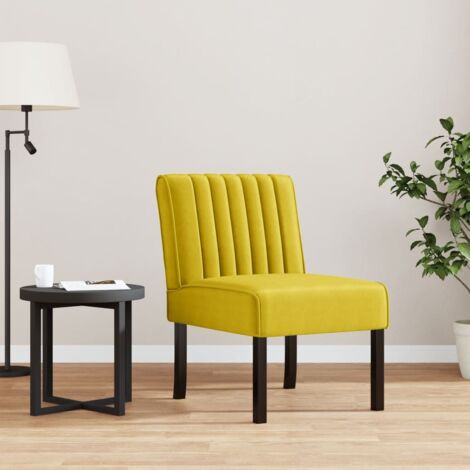 Silla tapizada de terciopelo amarillo vidaXL