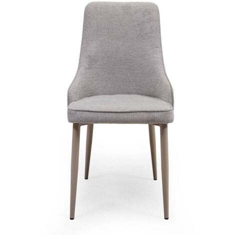 Silla Tapizada QUEEN en Tela Gris y Patas metálicas Crema