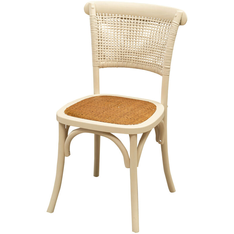 

Biscottini - Silla Thonet de madera maciza de fresno y asiento de ratán con acabado blanco envejecido L45xPR50xH88 cm