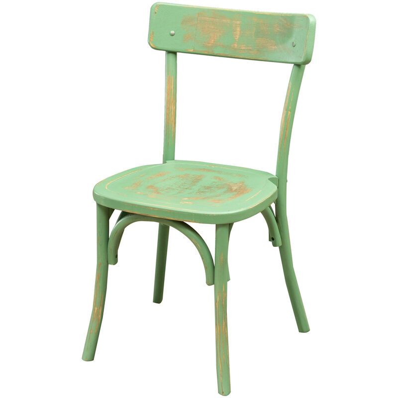 

Biscottini - Silla Thonet de madera maciza de fresno y asiento de ratán con acabado verde envejecido L48xPR55xH88 cm