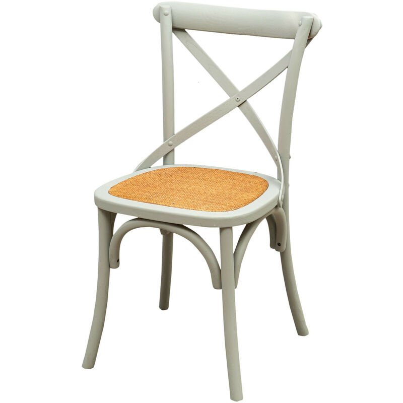 

Silla Thonet de madera maciza de fresno y asiento de ratán en acabado gris L48xPR52xH88 cm