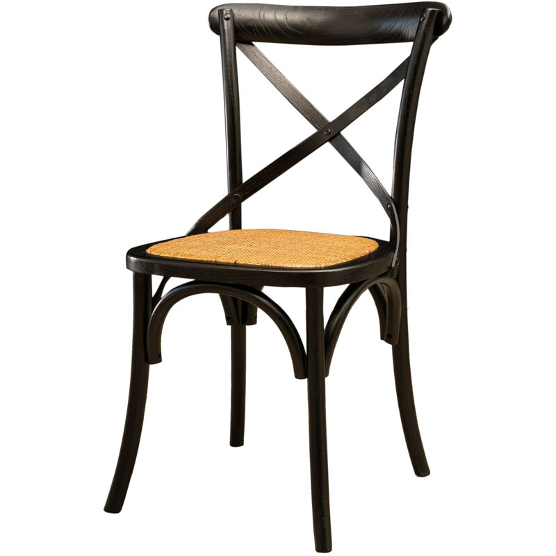 

Silla Thonet de madera maciza de fresno y asiento de ratán en acabado Negro L48xPR52xH88 cm