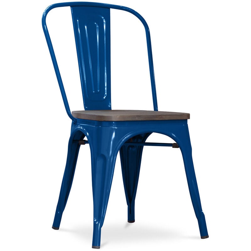 

Silla Stylix de madera Nueva edición - Metal Azul oscuro Madera, Hierro