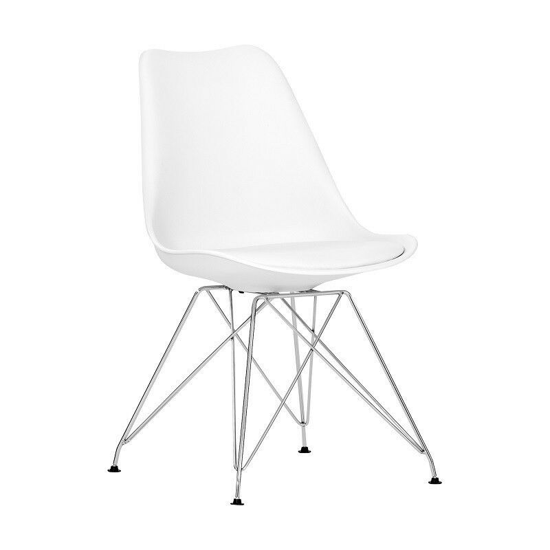 

Silla TORRE, cromada, blanca, cojín blanco