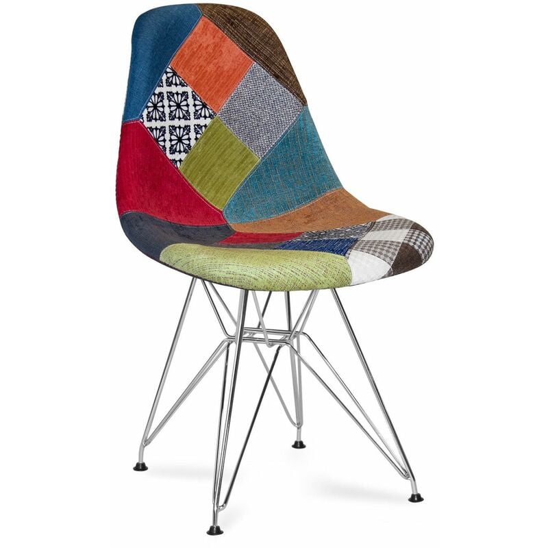 

Silla Tower Chrome Patchwork Patchwork Colours Ancho: 47 Cm X Largo: 52 Cm X Alto: 82 Cm | Altura