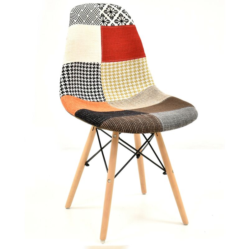 

Silla TOWER, madera, tejido patchwork color