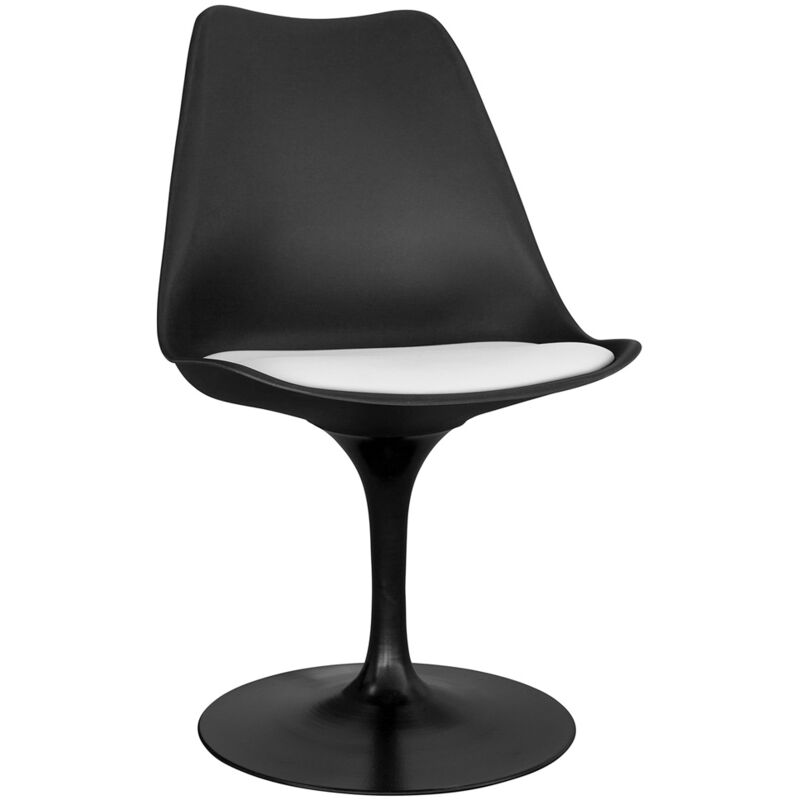 

Silla Tulipan negra con cojín Blanco