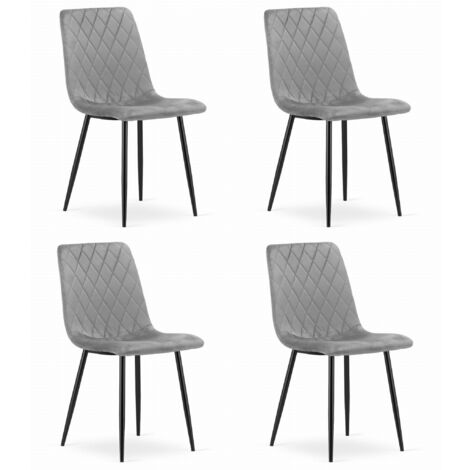 Silla TURIN - terciopelo gris claro x 4