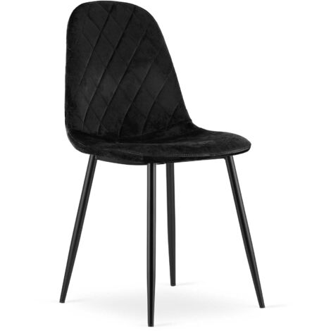Silla Valora DAPI de terciopelo negro con patas de metal x1