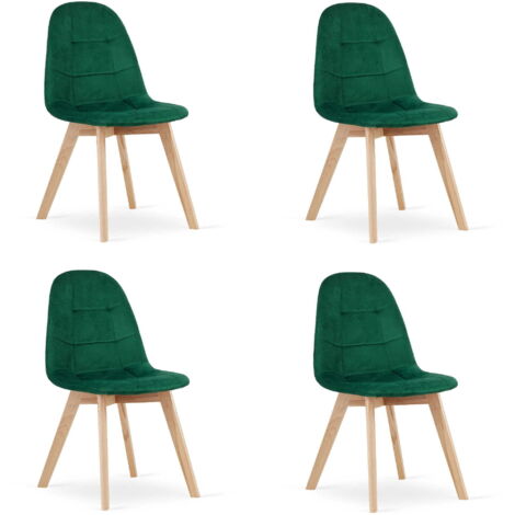 Silla Valora NUUC en terciopelo verde oscuro, diseño ergonómico x4