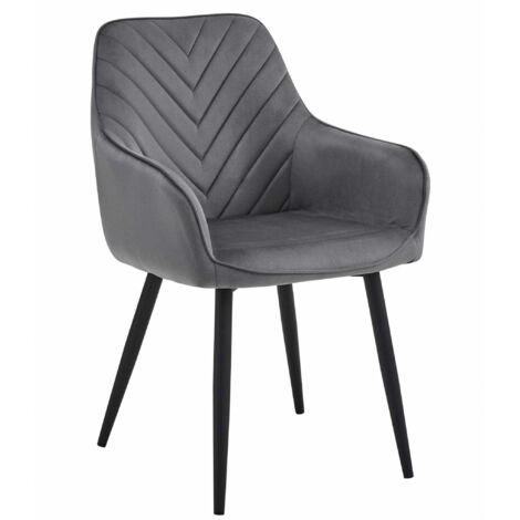 Silla Valora WAAV de terciopelo gris con patas negras, lote de 1, elegante