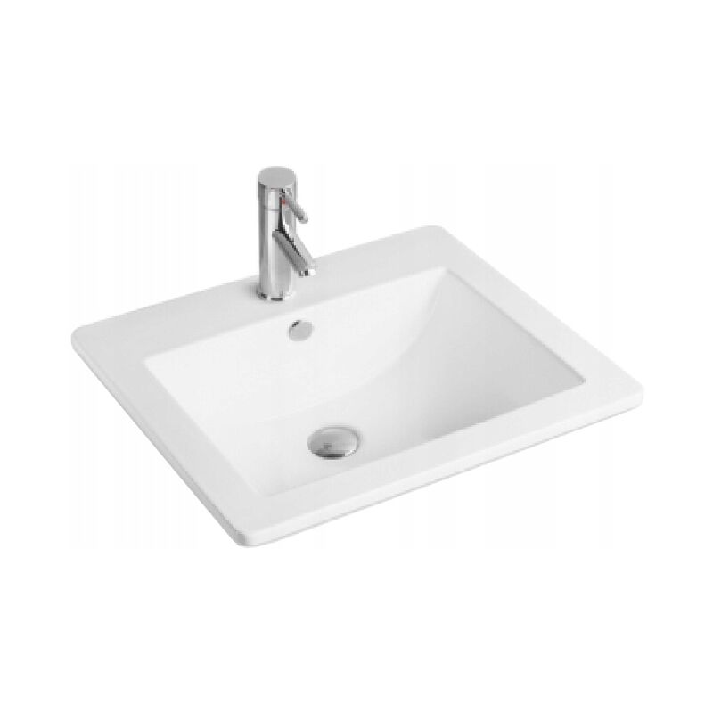 Vasque à encastrer céramique 53x46x18 cm, Blanc