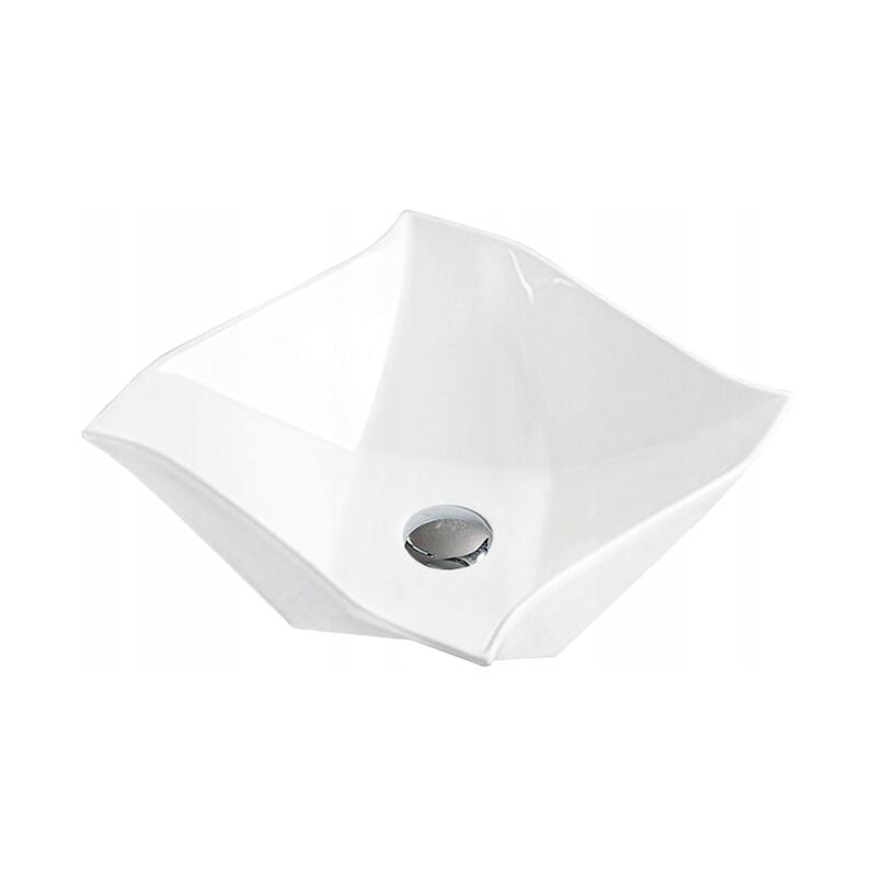 Vasque à poser carré, céramique 42x42x13,5 cm Blanc