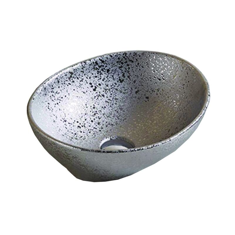 Vasque à poser ovale, céramique 40,5x33x14 cm, Argent