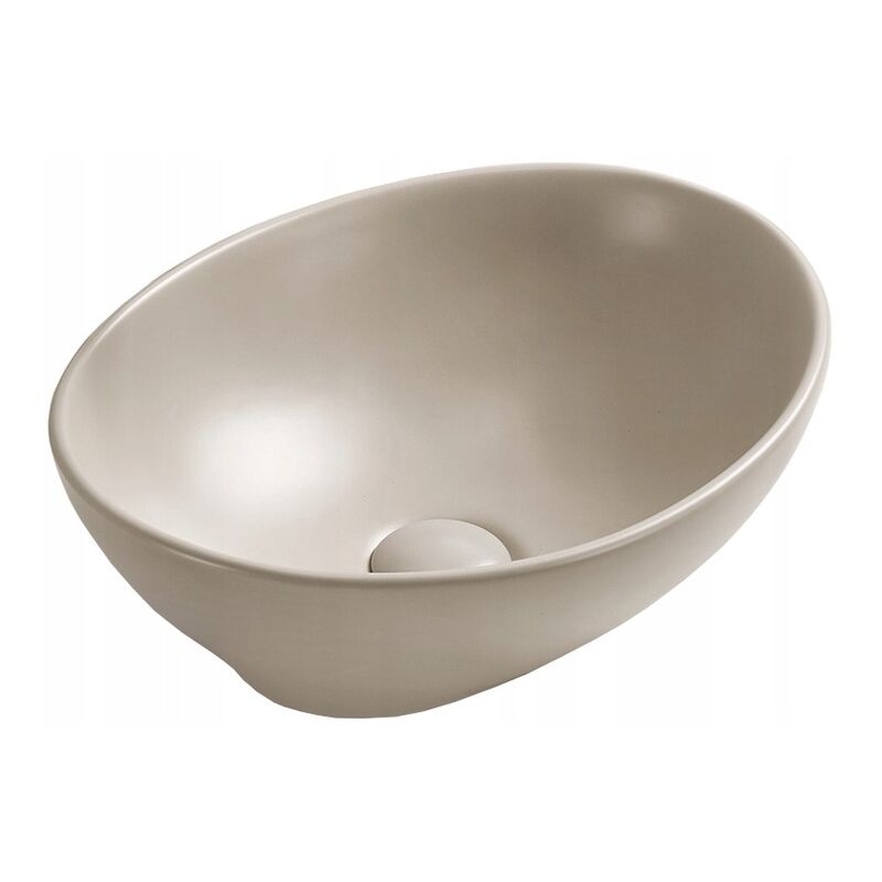 Desconocido - Vasque à poser rectangulaire, céramique 40,5x33x14 cm, Beige mat