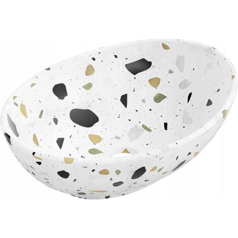 Silla Vasque à poser ovale, céramique 40,5x33x14 cm Blanc/Terazzo