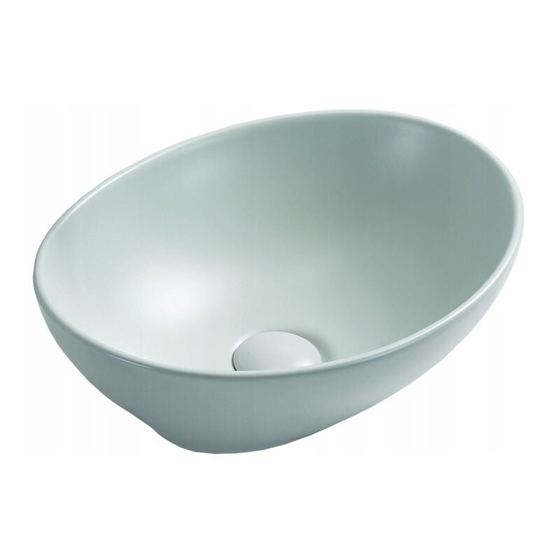 Vasque à poser rectangulaire, céramique 40,5x33x14 cm bleu mat