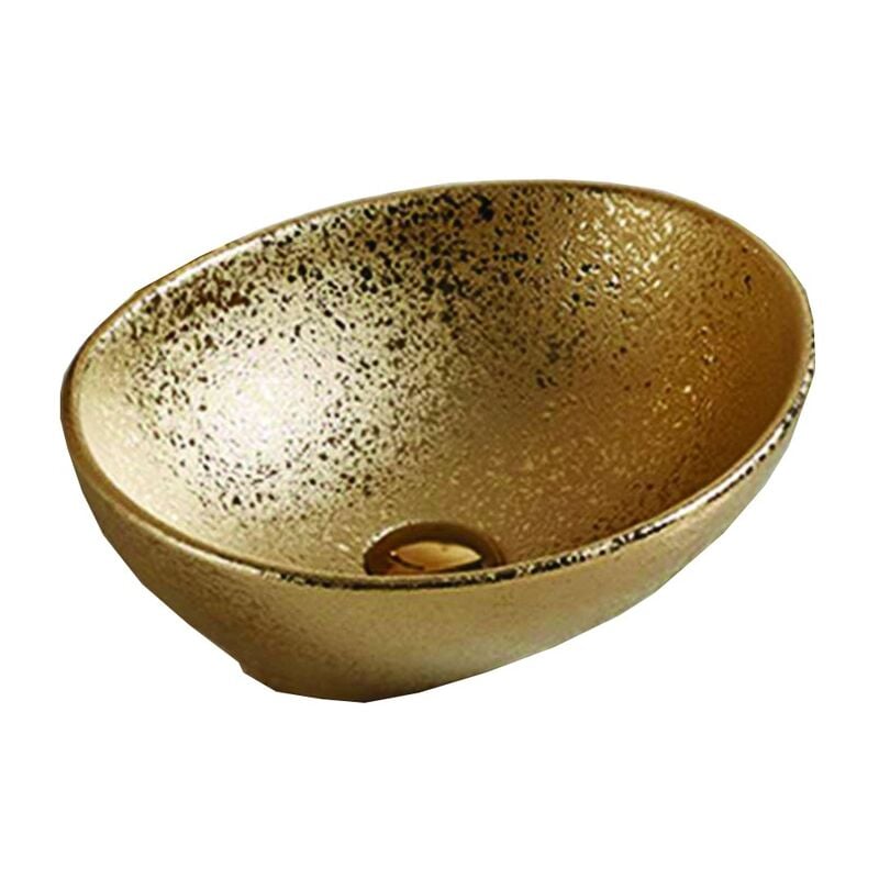 Vasque à poser rectangulaire, céramique 40,5x33x14 cm doré