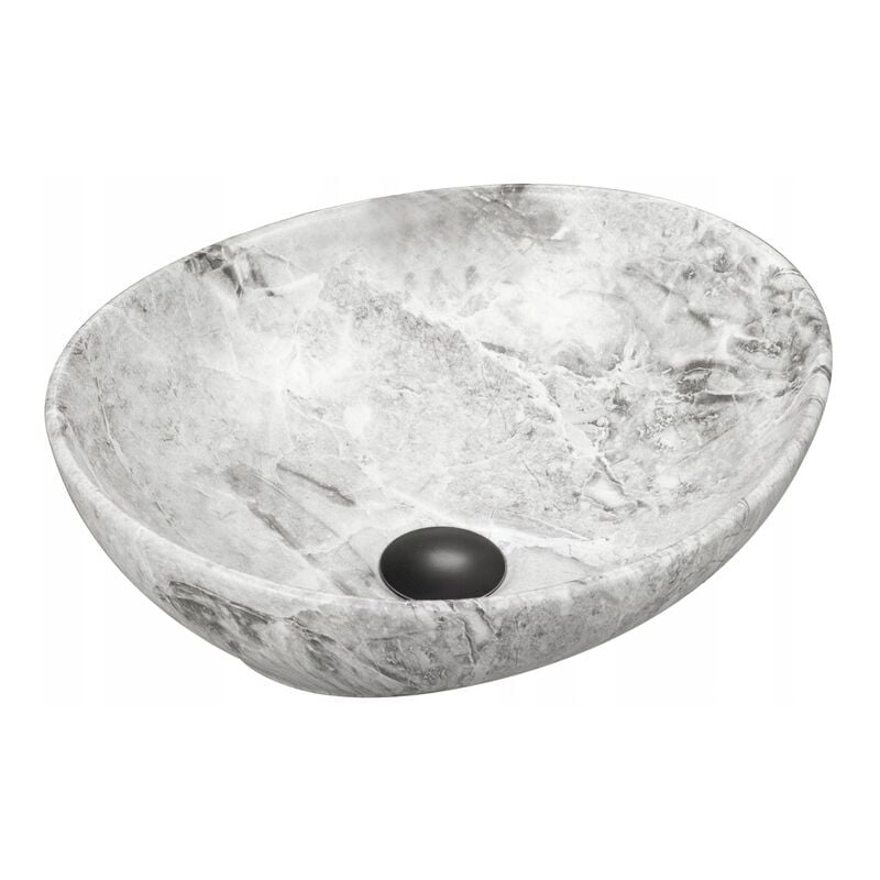 Desconocido - Vasque à poser ovale, céramique 40,5x33x14 cm Gris